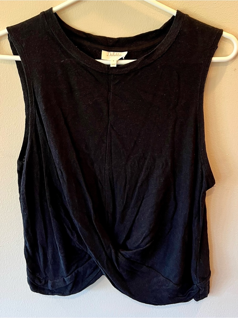 Deletta Black Twist-Front Sleeveless Top M